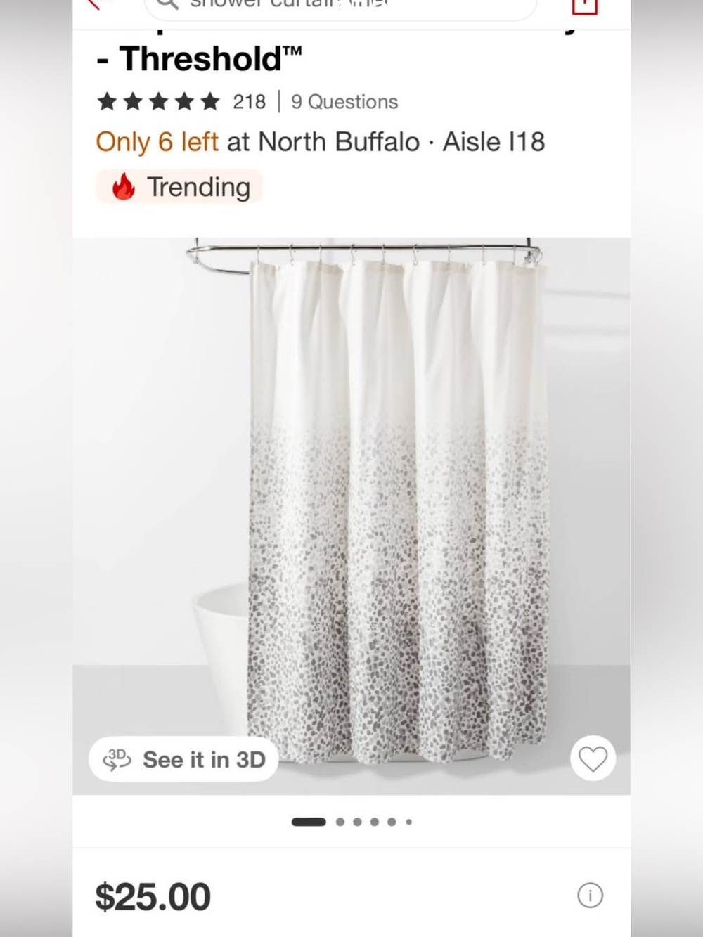 Threshold Shower Curtain in White and Gray - Modern Ombre Dot Leopard Design